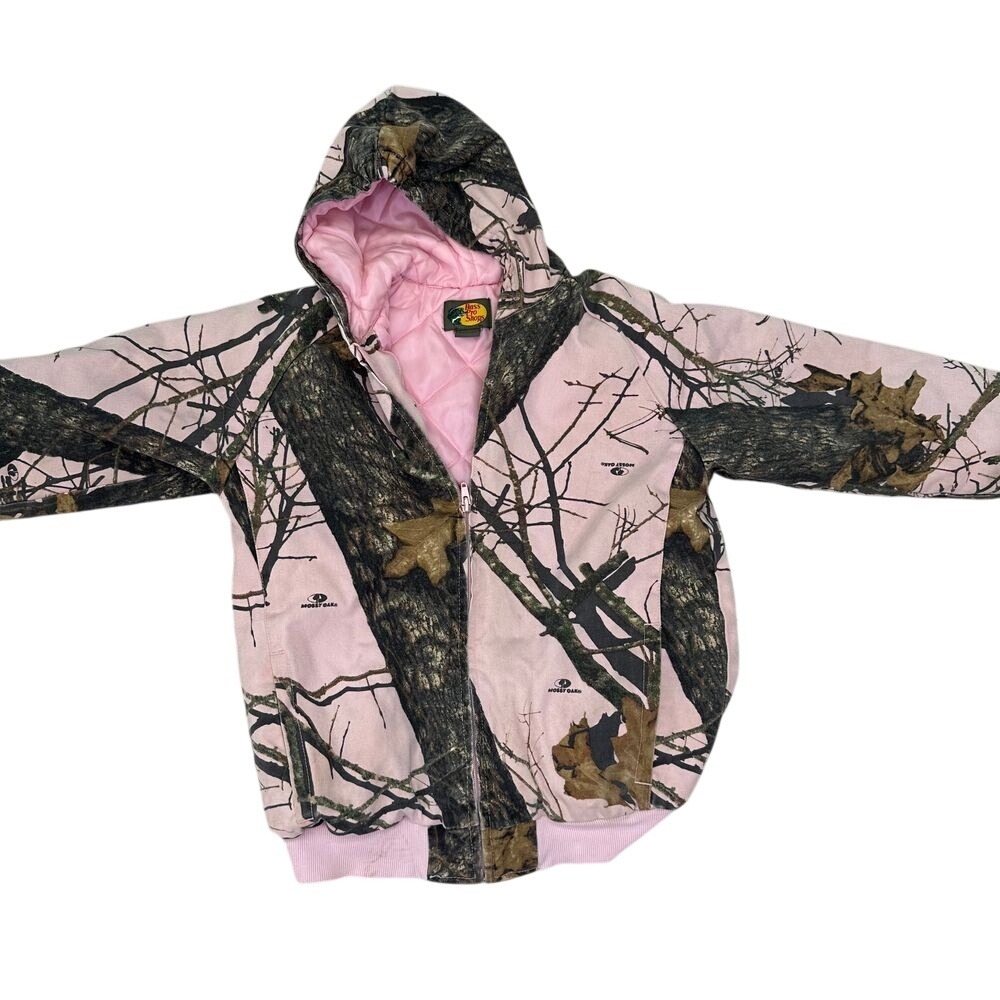 Bass Pro Shop girl zipper up puffer thick hunting hooded jacket large 10-12